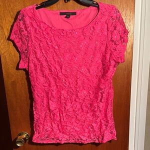 Short Sleeve Pink Lace Top